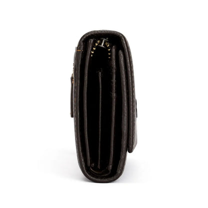 Side profile of MING CLAN Men's Long Trifold Wallet showing 3cm thickness