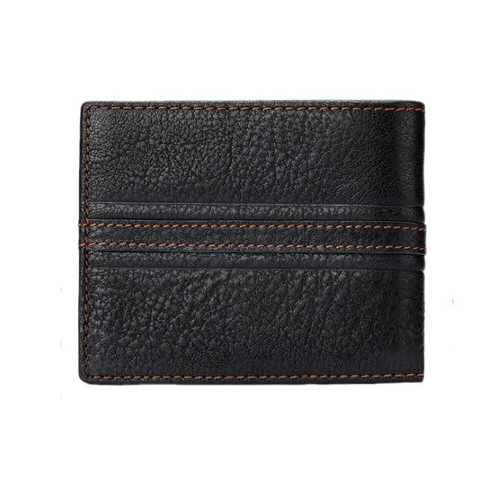 Back view of MING CLAN Men's Vintage Leather Bifold Wallet