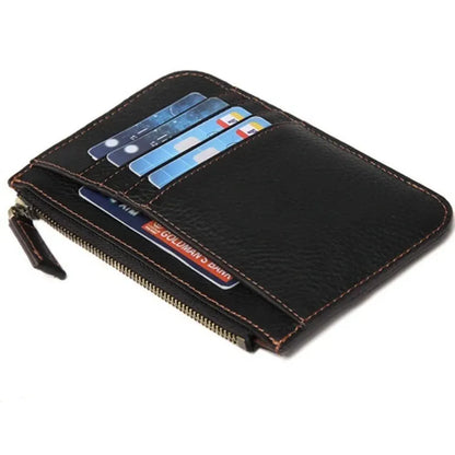 Close-up of the premium zipper hardware and wear-resistant top grain leather texture